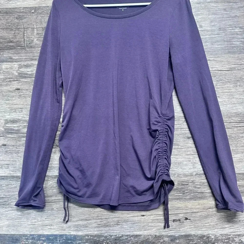 Athleta Purple Long Sleeve Scoop Neck Ruched Blouse